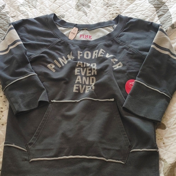 Pink Forever sweater sweatshirt 3/4 sleeve, kangaroo pocket - Picture 5 of 6